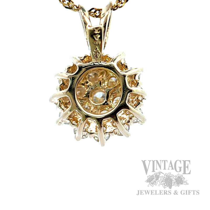 Cluster Diamonds 14k Gold Pendant Back View