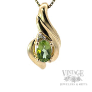 Peridot Diamond Accented 10k Gold Slide Pendant Front View