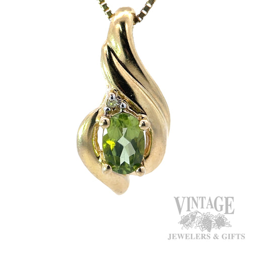 Peridot Diamond Accented 10k Gold Slide Pendant Front View