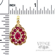 Twisted Bezel Ruby Diamond Accented Pendant Scale View