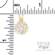 Cluster Diamonds 14k Gold Pendant Scale View