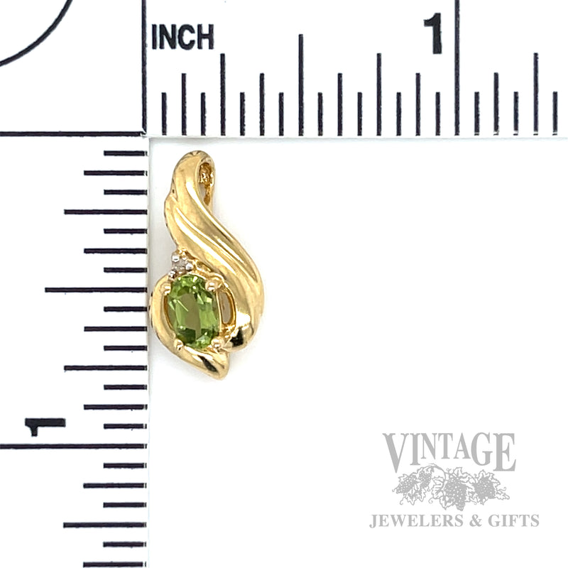 Peridot Diamond Accented 10k Gold Slide Pendant Scale View