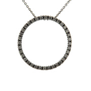 Circle Diamond Accented 10K White Gold Slide Pendant Front View