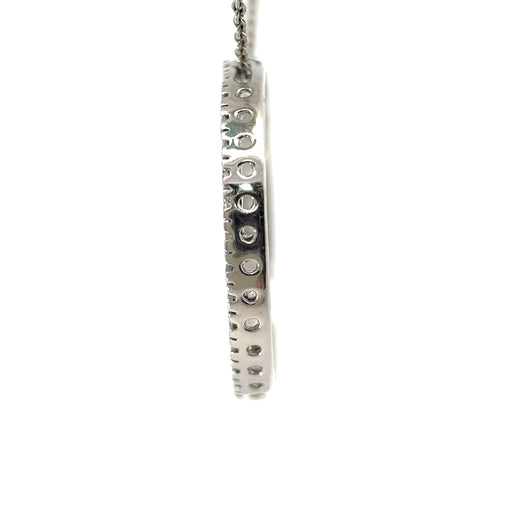 Circle Diamond Accented 10K White Gold Slide Pendant Side View
