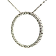 Circle Diamond Accented 10K White Gold Slide Pendant Perspective View