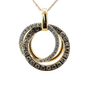Two-Tone Triple Circle Desert Diamond 14k Gold Pendant Front View