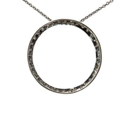 Circle Diamond Accented 10K White Gold Slide Pendant Back View