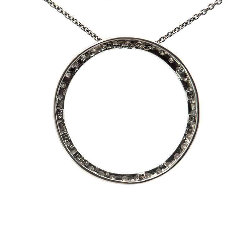 Circle Diamond Accented 10K White Gold Slide Pendant Back View
