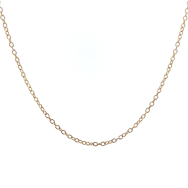 20" Cable Chain Adjustable Length 10k Gold Necklace Front View