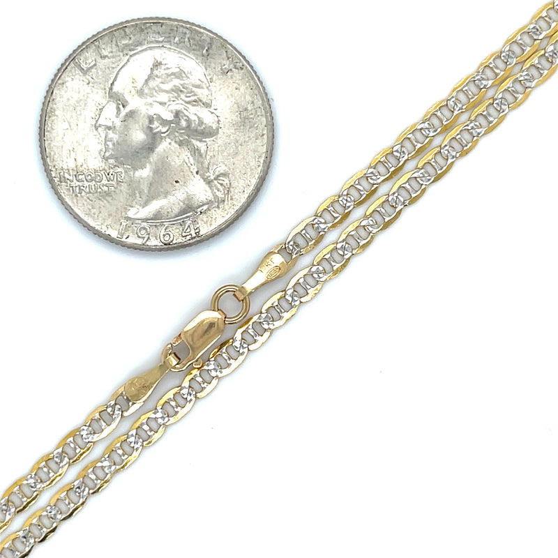 18" Two-Tone Anchor 14k Gold Chain Necklace Scale View