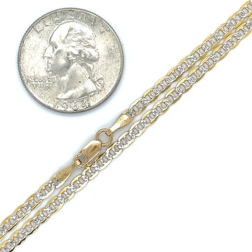 18" Two-Tone Anchor 14k Gold Chain Necklace Scale View