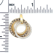 Two-Tone Triple Circle Desert Diamond 14k Gold Pendant Scale View