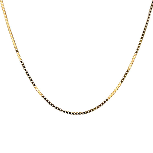 18" Box Chain 18k Gold Necklace Front View