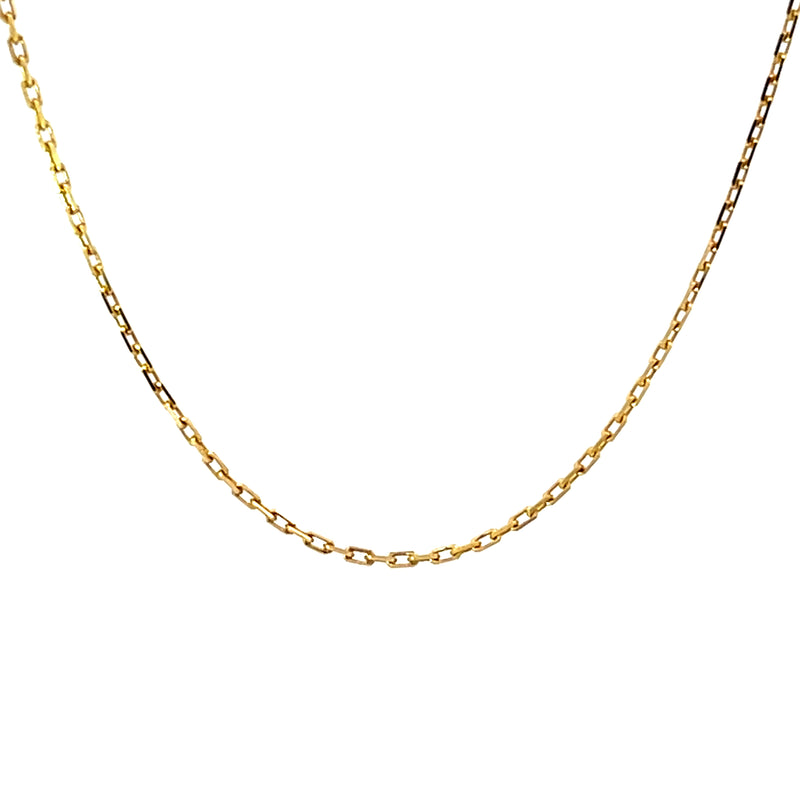 20" Squared Cable Chain 14k Gold Necklace Front View