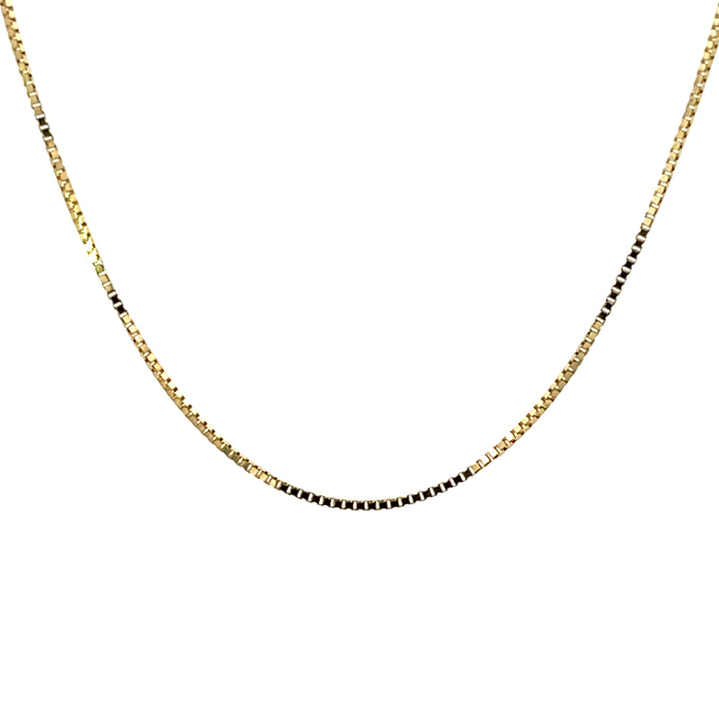 20" Box Chain 14k Gold Necklace Front View