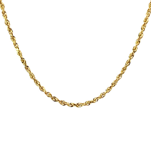 20" Rope Chain 14k Gold Necklace Front View