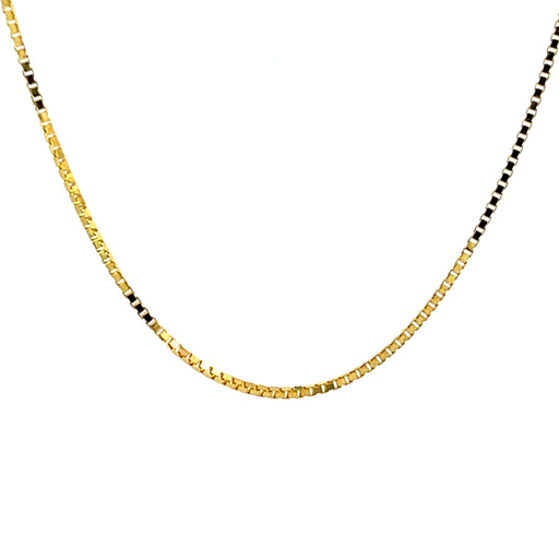 18" Box Chain 14k Gold Necklace Front View