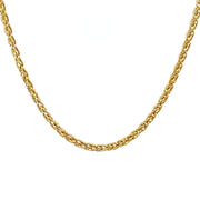 24" Wheat Chain 14k Gold Necklace Front View
