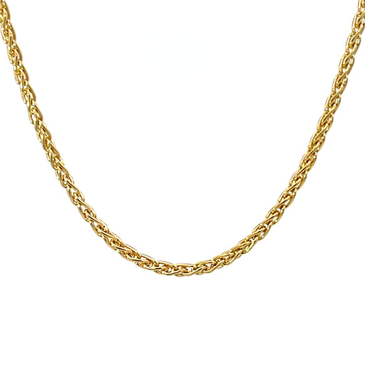 24" Wheat Chain 14k Gold Necklace Front View