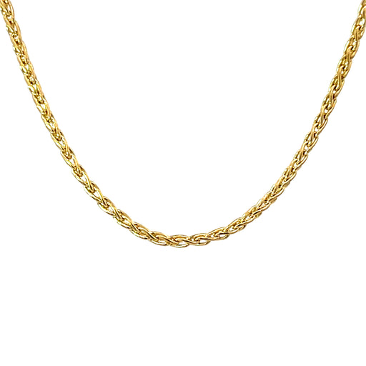 18" Wheat Chain 18k Gold Necklace Front View