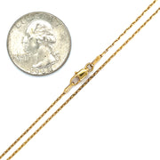 20" Squared Cable Chain 14k Gold Necklace Scale and Clasp View