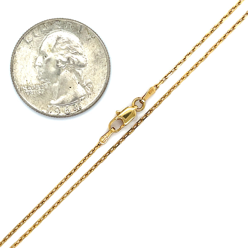 20" Squared Cable Chain 14k Gold Necklace Scale and Clasp View
