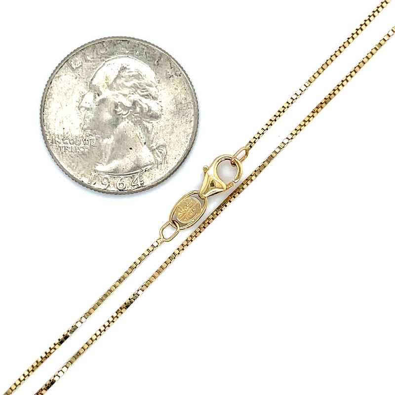 20" Box Chain 14k Gold Necklace Scale and Clasp View