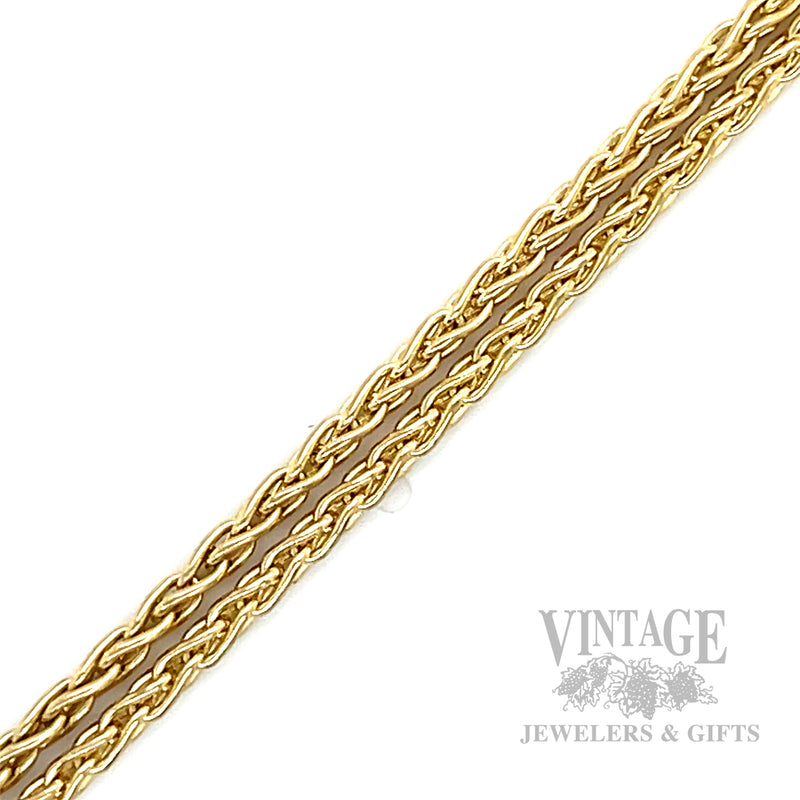 24" Wheat Chain 14k Gold Necklace Detailed View