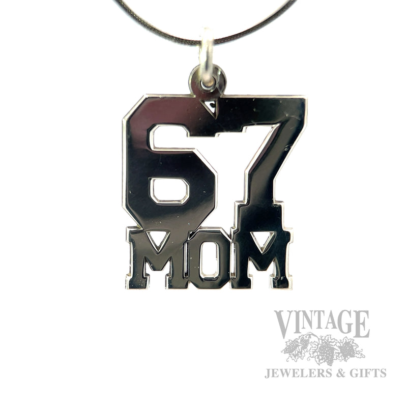 "67" Mom Sterling Silver Charm Front View