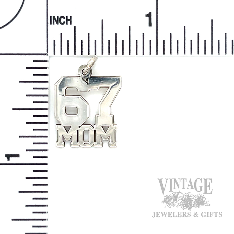 "67" Mom Sterling Silver Charm Scale View