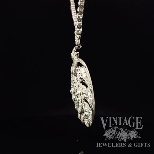 Art Nouveau Platinum and old mine cut diamond 18" necklace. side