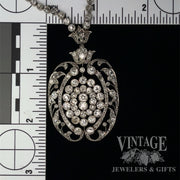 Art Nouveau Platinum and old mine cut diamond 18" necklace. scale
