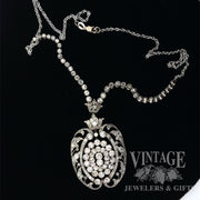 Art Nouveau Platinum and old mine cut diamond 18" necklace. Necklace