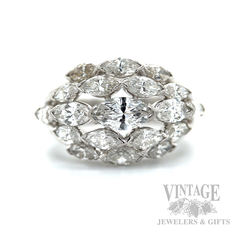Marquise Diamond Cluster Platinum Ring