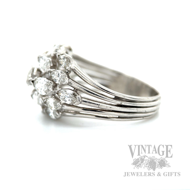 Marquise Diamond Cluster Platinum Ring