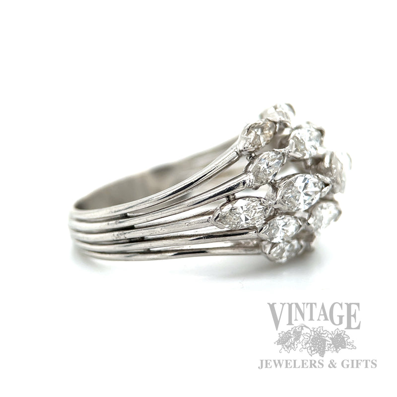 Marquise Diamond Cluster Platinum Ring