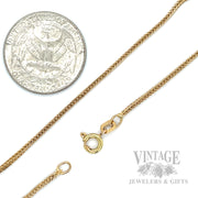 7.5" Wheat Chain 14k Gold Bracelet Clasp and Scale View