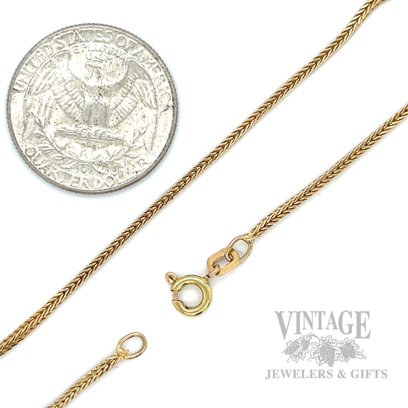 7.5" Wheat Chain 14k Gold Bracelet Clasp and Scale View
