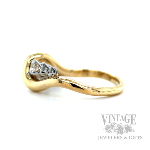 Six Stone Diamond Bypass 18k Gold Ring Side View