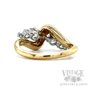Six Stone Diamond Bypass 18k Gold Ring Back View