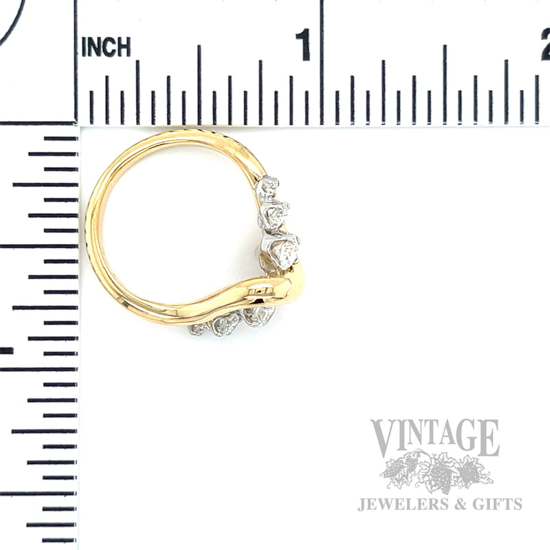 Six Stone Diamond Bypass 18k Gold Ring Scale View