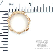 Pierced Floral Diamond 14k Rose Gold Eternity Band Scale View