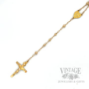 28" Beaded Station 12k Gold Rosary Necklace Front View