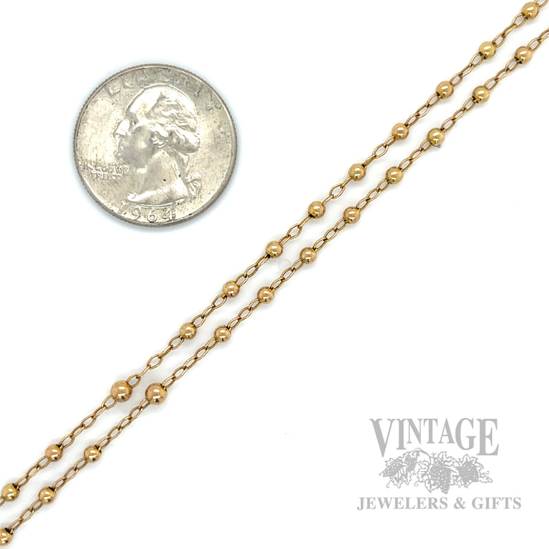 28" Beaded Station 12k Gold Rosary Necklace Scale View