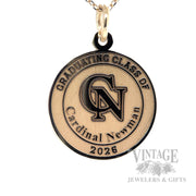 Cardinal Newman Class of 2026 14k Gold Charm Front View