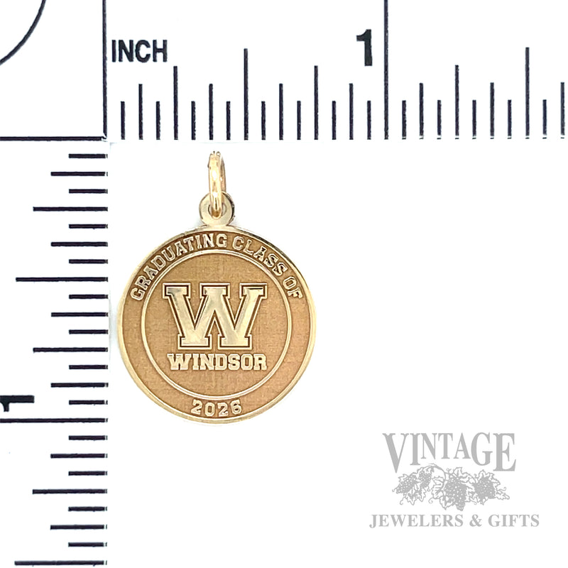 Windsor Class of 2026 14k Gold Charm Scale View