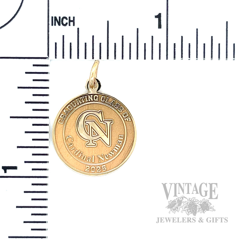 Cardinal Newman Class of 2026 14k Gold Charm Scale View