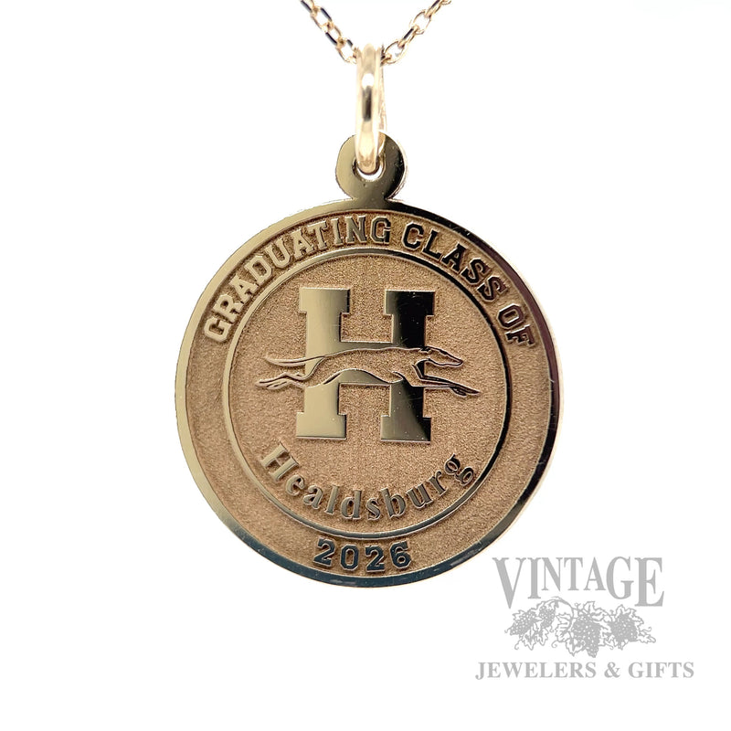 Healdsburg High School Class of 2026 14k Gold Charm Front View