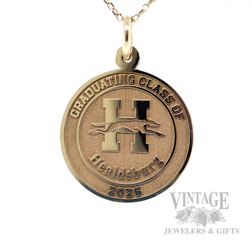 Healdsburg High School Class of 2026 14k Gold Charm Front View