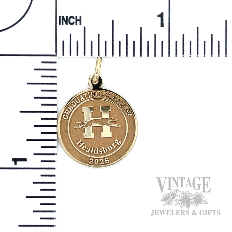 Healdsburg High School Class of 2026 14k Gold Charm Scale View